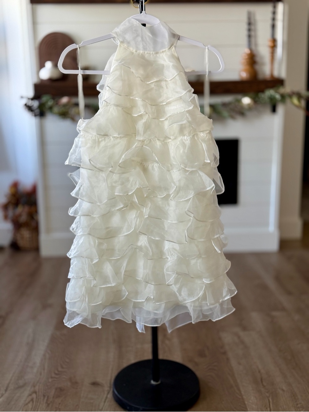 Altar'd State Ivory Ruffle Halter Mini Dress
